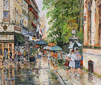 Un petit coin de parapluie (Québec, rue St. Anne) by Serge Brunoni sold for $3,750