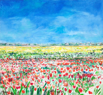 Early Tulip Field by Pat Service sold for $7,080