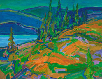 Lake at Evening by William (Bill) Duma sold for $750