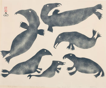 Family of Whales by  Kiakshuk sold for $2,375