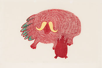 Happy Musk-oxen by Agnes Nanogak Goose sold for $156