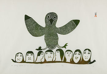 The Family Speaks of the Owl by Lucy Qinnuayuak sold for $500