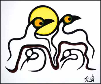 Two Birds and Two Chicks by Samuel Ash sold for $460