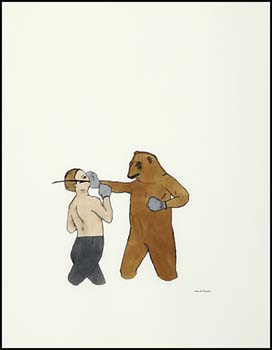 Man and Bear Boxing by Marcel Dzama sold for $2,633