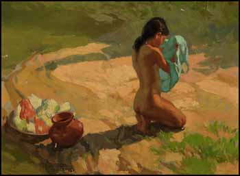 Girl Bathing by Fernando Cueto Amorsolo sold for $15,210