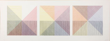 Three Squares with a Different Colour in Each Half Square (Divided Vertically and Horizontally) by Sol LeWitt sold for $1,250