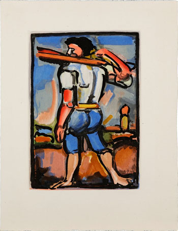 Aide-Borreau portant un des bois de la Croix, vers la gauche - Les Fleurs du Mal de Charles Baudelaire by Georges Rouault vendu pour $625