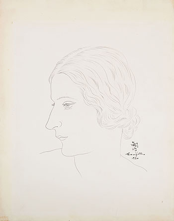 Profil de jeune femme by Léonard Tsuguharu Foujita vendu pour $11,875