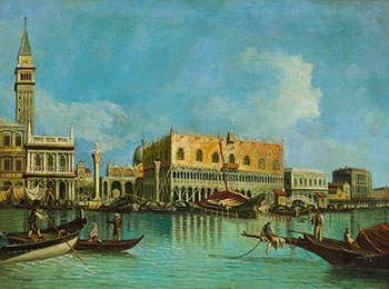 Venetian Canal by F. Riccardi sold for $1,250