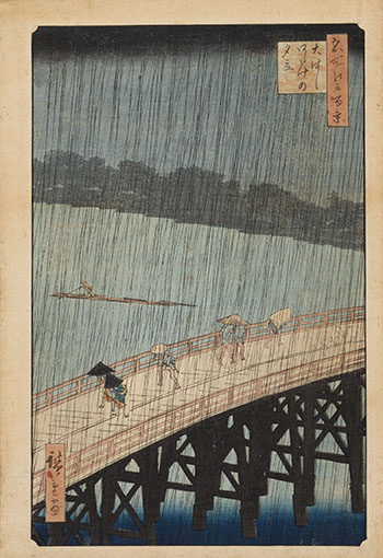 Sudden Shower over Shin-Ohashi Bridge and Atake by Ando Hiroshige sold for $6,250