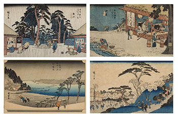 Four Woodblock Prints by Ando Hiroshige vendu pour $1,250