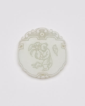 A Chinese White Jade 'Boy and Bat' Pendant, 18th to 19th Century by Chinese Artist sold for $5,625