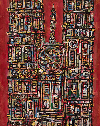Catedral en rojo by René Portocarrero sold for $6,500