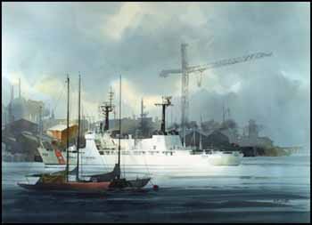 Visit from the U.S. Coast Guard, Esquimalt by Harry Heine sold for $3,163