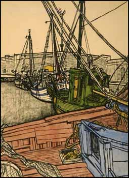 Fishing Boats at Harbour by Alistair Macready Bell vendu pour $633