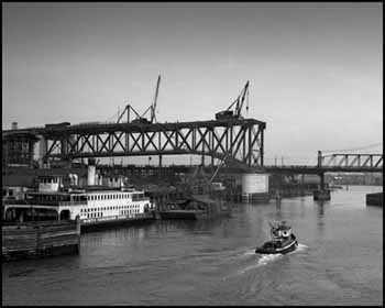 Building Vancouver Series: Granville Street Bridge Under Construction #2 by Karl Huber sold for $1,638