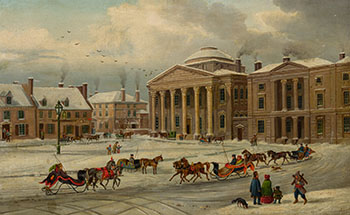 Place d'Armes, Montreal by After Cornelius Krieghoff sold for $4,688