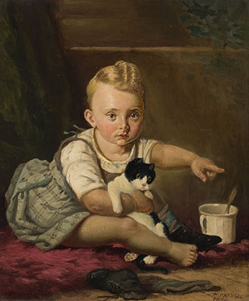 Child with Cat by William Raphael vendu pour $1,750