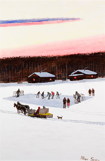 The Boys are Playing Hockey by Allen Sapp sold for $15,000