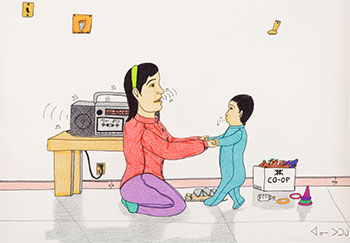 Mom and Baby Playing by Annie Pootoogook sold for $5,000