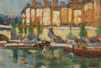 From the Quai des Augustins, Quai des Orfèvres, Paris by John Young Johnstone vendu pour $8,750