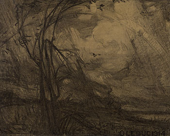 Paysage de tempête avec arc-en-ciel by Ozias Leduc sold for $4,063