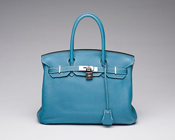 A BLEU JEAN TOGO LEATHER BIRKIN 30 WITH PALLADIUM HARDWARE by  HERMÈS sold for $15,000