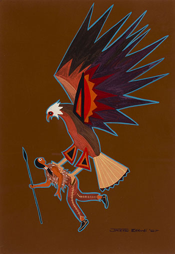 Thunderbird Carrying off Man, Island Lake (#0623) by Jackson Beardy sold for $4,375
