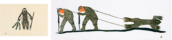 Two works: Man Fishing for Winter (00385), Kukitorngaluasi (00414) by Various Inuit Artists sold for $563