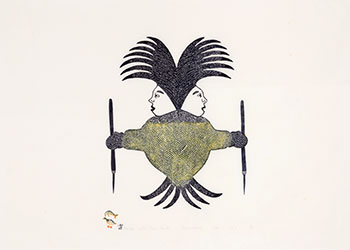 Hunter with Two Heads (00186) by Annie Pitsiulak sold for $375