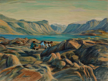 The Carver's Place in Pangnirtung (03200/192) by Anna T. Noeh vendu pour $2,000