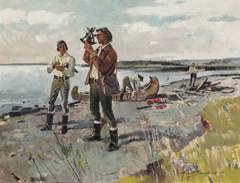 Philip Turnor Surveying Lake Athabasca, 1790 by Lorne Holland Bouchard sold for $18,750