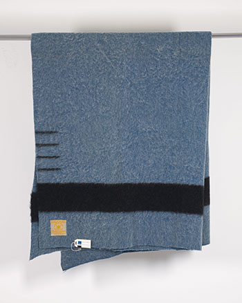 HBC Point Blanket, 4 point, empire blue with black by Hudson's Bay Company  sold for $7,500