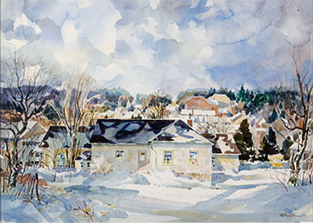 Elora, Quiet Sunday (03754/A89-228) by Donald MacKay Houstoun sold for $1,750