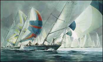 Swiftsure Start, off Brotchie Ledge, Victoria BC (02712/2013-1422) by Harry Heine sold for $1,125