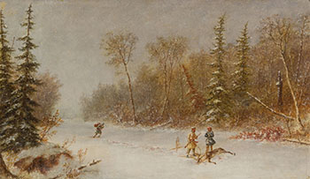 Caribou Hunters in a Winter Snow Storm by Cornelius David Krieghoff