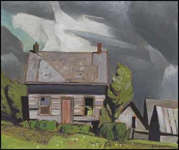 Log Cabin, Redmond Bay, Lake Baptiste par Alfred Joseph (A.J.) Casson