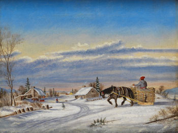 Habitant Farm in Winter par Attributed to Cornelius David Krieghoff