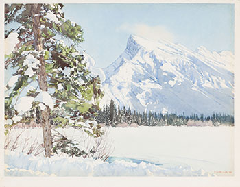 Mt. Rundle in Winter by Walter Joseph (W.J.) Phillips