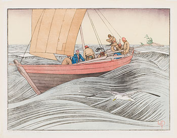 York Boat on Lake Winnipeg by Walter Joseph (W.J.) Phillips