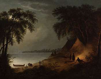 Indian Encampment by Moonlight by Cornelius David Krieghoff