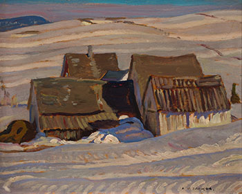 Barns in Winter / Winter Landscape (verso) by Alexander Young (A.Y.) Jackson