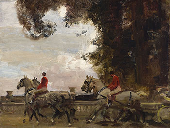 Postillions and Horses (Sketch for the Royal Carriage Leaving Windsor for Ascot) by Alfred James Munnings