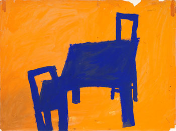 Table and Chairs in Blue and Yellow par Michael James Aleck Snow