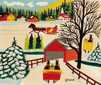 Covered Bridge in Winter by Maud Lewis