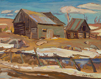 Old Barns near Cheneville, Que. by Ralph Wallace Burton