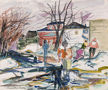 Children Playing in Winter par Henri Leopold Masson