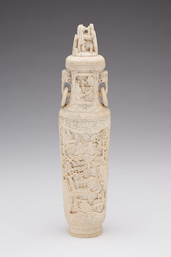 A Chinese Ivory Carved 'Figural' Vase and Cover, Early 20th Century par  Chinese Art