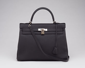 A BLACK TOGO LEATHER RETOURNÉ KELLY 35 WITH PALLADIUM HARDWARE par  HERMÈS
