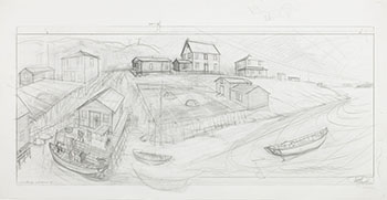 Preparatory Drawing for Granda Glover's Place on Braggs' Island par David Lloyd Blackwood